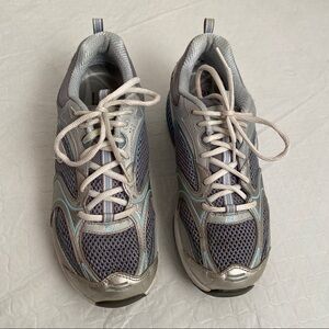 Skechers Shape-Ups silver gray and blue fitness sneakers  9.5